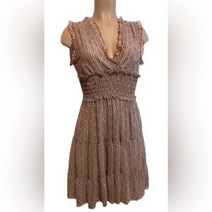 Max Studio Sleevelessโ Ruffle Trim Printed Boho Fairy Dress Size XS